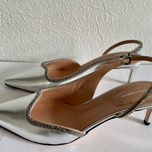 NEW 🔹Alberta Ferretti 🔹Rhinestones Silver Pumps 🔹IT38/ US7~8/24.5cm - Picture 9 of 10